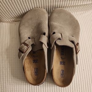 Birkenstock Bostons - Suede Leather Taupe